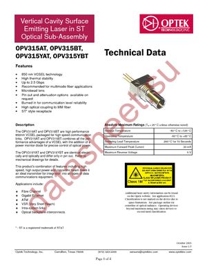 OPV315YAT datasheet  